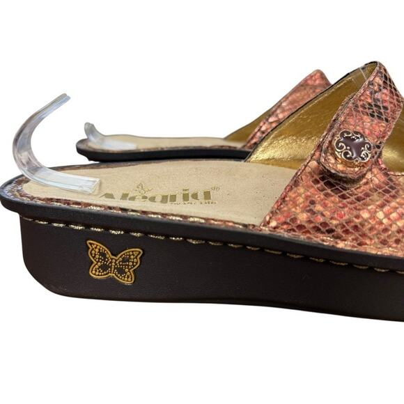 Alegria PG Lite Fiona Copper Snake Print Slides Slip On Sandals Shoes sz 39 / 9 - Picture 12 of 16